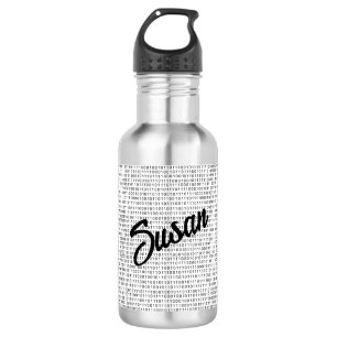Botella De Agua Código binario franjas blancas negras