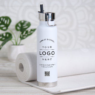 Botella De Agua Código QR de bienestar con logotipo blanco de marc