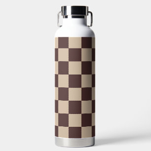 Botella De Agua Coffee Brown Checkerboard