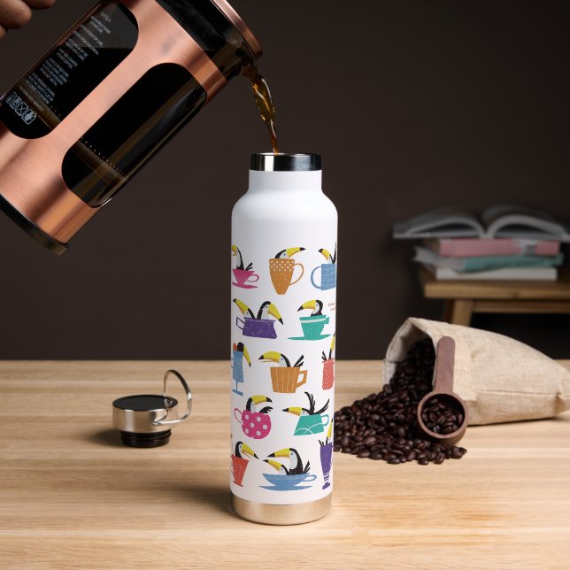 Botella De Agua Coffee with Toucans (Café (girado))