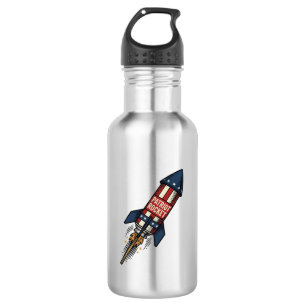 Botella De Agua Cohete Patriota Diseño de Fuegos Artificiales Vint