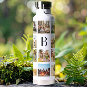 Botella De Agua Colaje de Fotos Personalizado con Monograma 19