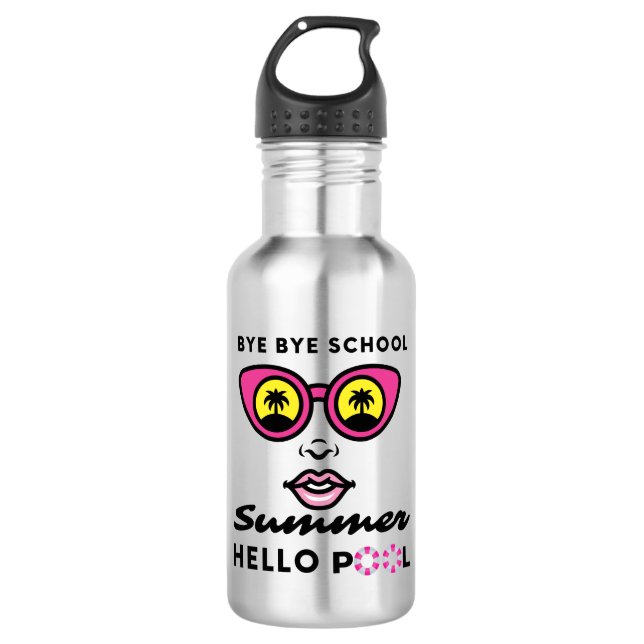 Botella De Agua Colegio de despedidas Hola piscina de verano (Anverso)