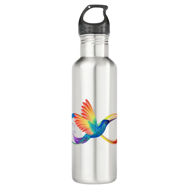 Botella De Agua Colibrí arcoiris con símbolo Infinity (Anverso)
