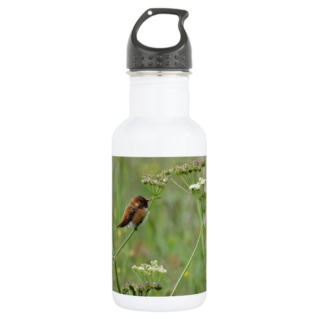 Botella De Agua Colibrí: Aves en las flores (Anverso)