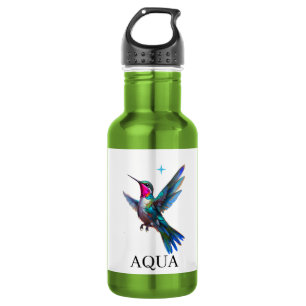 Botella De Agua Colibrí elegante sobre blanco