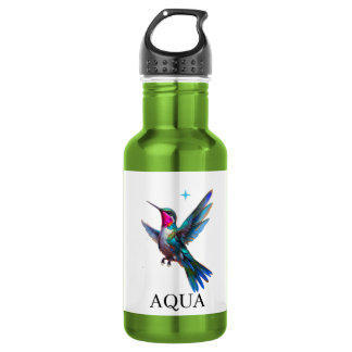 Botella De Agua Colibrí elegante sobre blanco