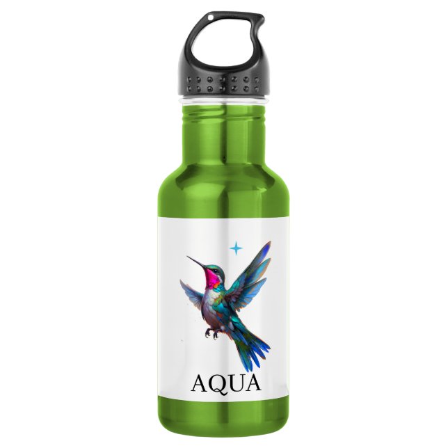Botella De Agua Colibrí elegante sobre blanco (Anverso)