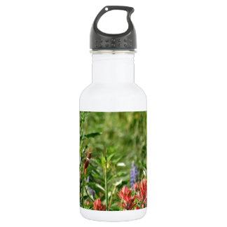 Botella De Agua Colibrí en flores silvestres