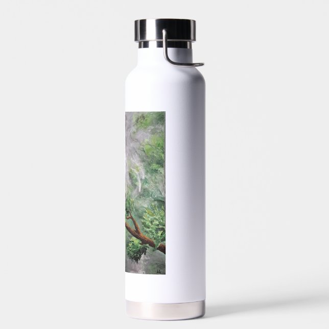 Botella De Agua Colibrí encaramado en la rama de Leafy (Izquierdo)