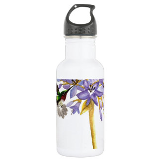 Botella De Agua Colibrí y flores