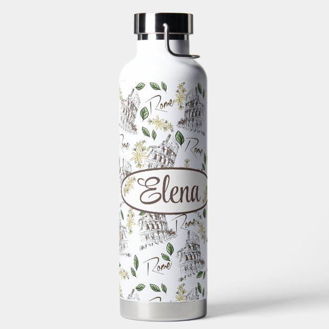 Botella De Agua Coliseo Romano con Flores para personalizar (Izquierda)