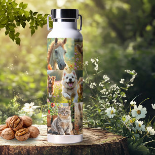 Botella De Agua Collage Artístico de Animales y Mascotas Adorables