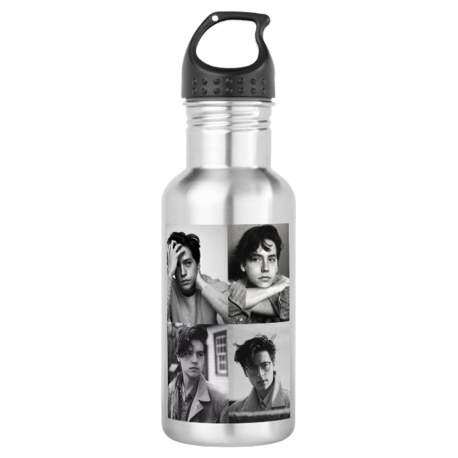 Botella De Agua Collage Collage de Cole Sprouse B&W (Anverso)