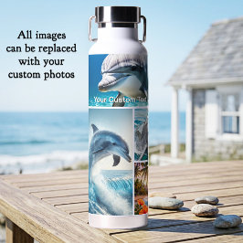 Botella De Agua Collage de 5 fotos personalizadas delfín océano