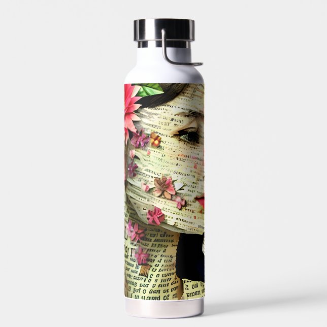 Botella De Agua Collage de arte de mujer bonita   (Izquierdo)