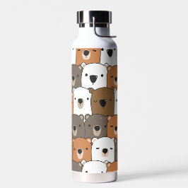 Botella De Agua Collage de caras de osos lindos