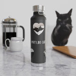 Botella De Agua Collage de fotos de gato personalizado 5 marco de<br><div class="desc">Puedes subir 5 fotos de tu gato negro (o cualquier otro mascota) a esta botella de agua y añadir tu nombre también.</div>