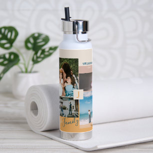 Botella De Agua Collage de fotos de la familia de bloques de color