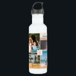 Botella De Agua Collage de fotos de la familia de bloques de color<br><div class="desc">Esta botella de agua de collage de fotos personalizado presenta elegantes bloques de color y tipografía con un tema de color amarillo, rosa y verde verde azulado. Reemplace estos 4 collages de fotos con el suyo y personalice el texto con su nombre familiar e iniciales. Más diseños disponibles en mi...</div>