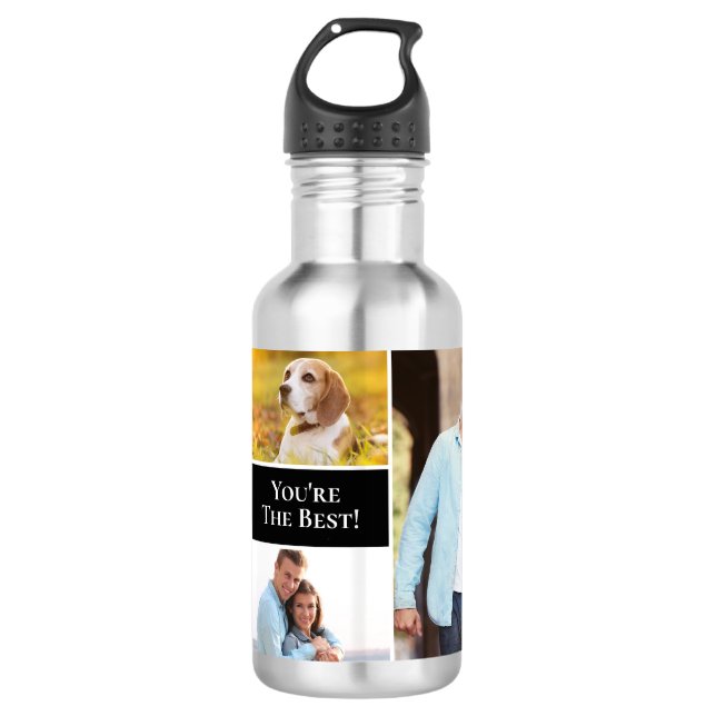 Botella De Agua Collage de fotos Modern Simple 4 Usted es el mejor (Anverso)