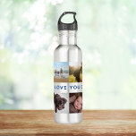 Botella De Agua Collage de fotos moderno personalizado<br><div class="desc">Un regalo para un padre o profesor con 8 fotos y palabras personalizadas.</div>