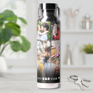 Botella De Agua Collage de Fotos Personalizado del Mejor Papá Día 