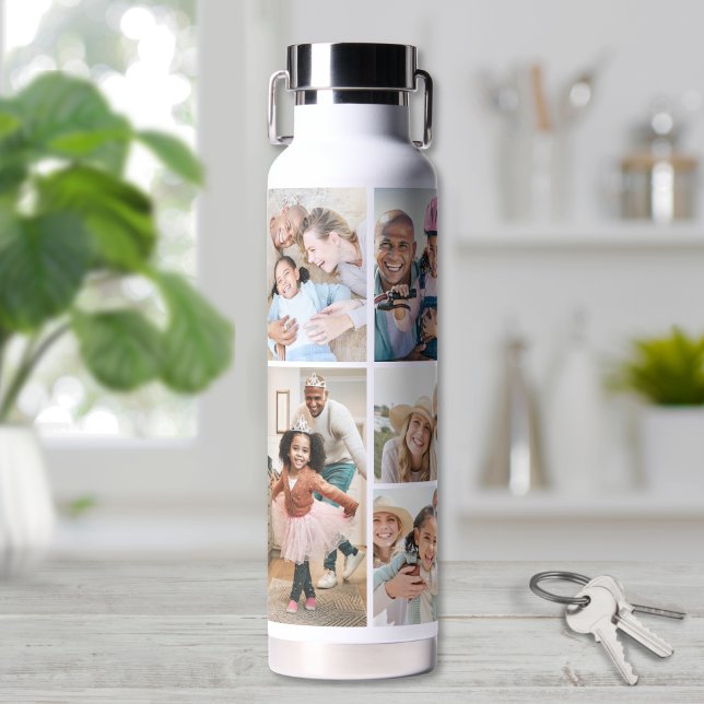 Botella De Agua Collage de fotos Sencillo Elegante Imagen (Photo Collage Simple Elegant Picture Water Bottle)