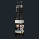 Botella De Agua Collage de fotos sencillo moderno<br><div class="desc">Botella de agua moderna con un diseño simple y mínimo con un collage de fotos de cuatro de tus fotos favoritas junto con tu nombre en un guión elegante.</div>