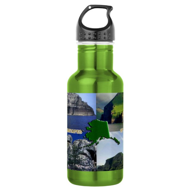Botella De Agua Collage de paisajes rocosos de Alaska (Anverso)
