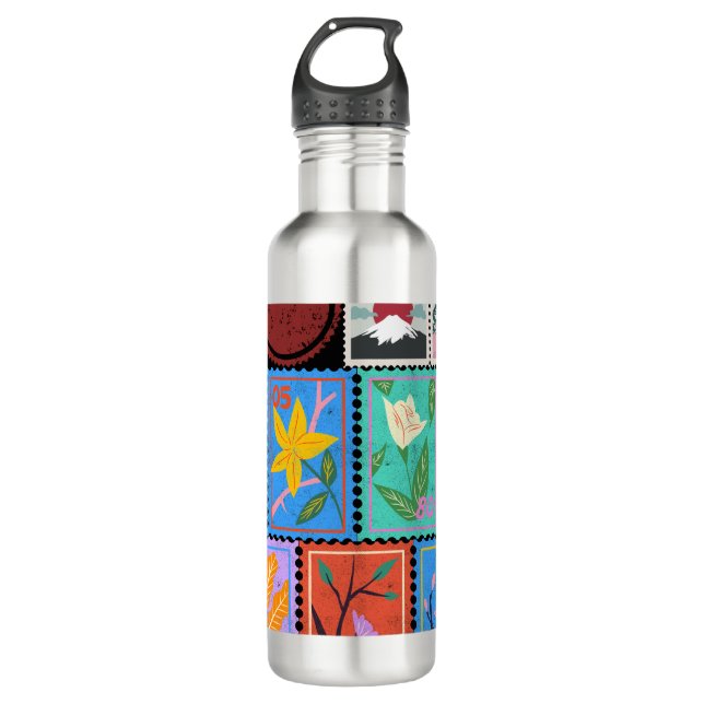 Botella De Agua Collage de sellos al azar de la obra maestra falsa (Anverso)