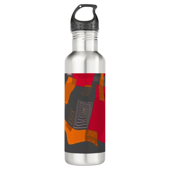Botella De Agua Collage egipcio soñado - gris Naranja rojo (Anverso)