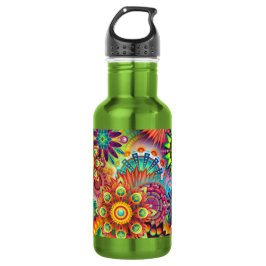 Botella De Agua Collage Floral Mandala Psicodélico