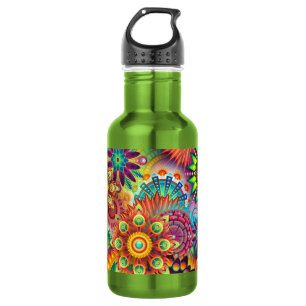 Botella De Agua Collage Floral Mandala Psicodélico