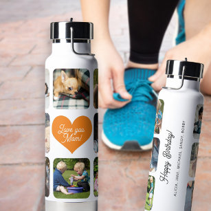 Botella De Agua Collage multifoto te ama mamá personalizada