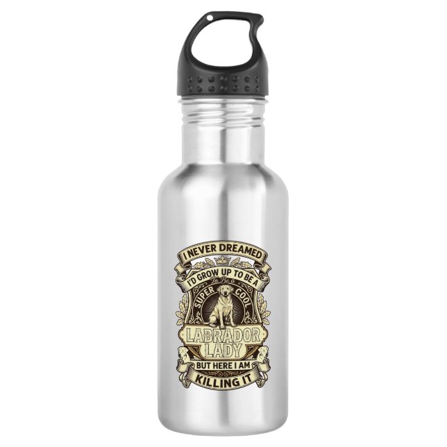 Botella De Agua Collar de perro Labrador Lady Crown Shield_1 (Anverso)