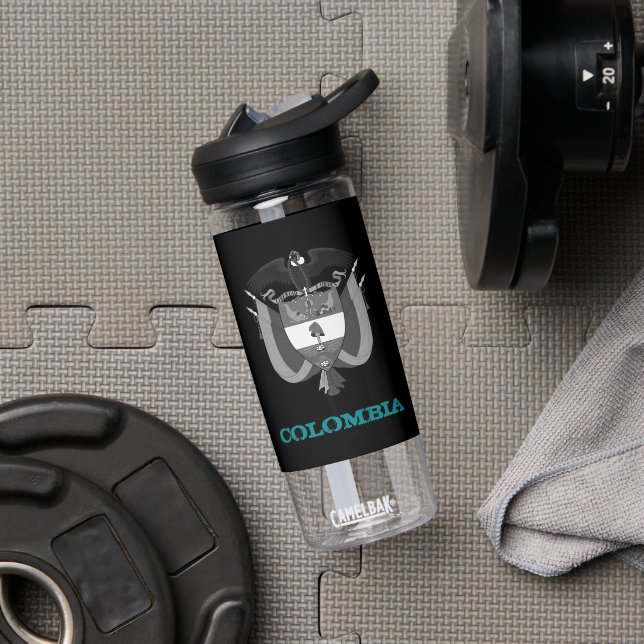 Botella De Agua Colombia Fitness y escudo colombiano de armas / ba (Gimnasio)