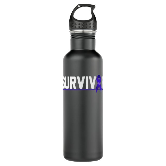 Botella De Agua Colonoscopía azul de conciencia de sobrevivientes  (Anverso)