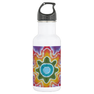 Botella De Agua Color de fondo azul de estrella verde y roja