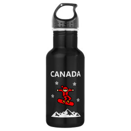 Botella De Agua Color del snowboard rojo volando en Canadá