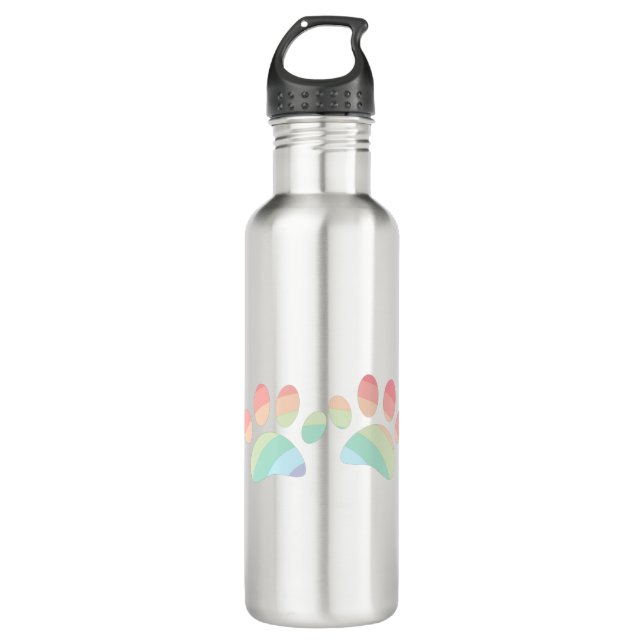 Botella De Agua Color pastel Arcoiris Perro Pintas (Anverso)