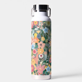 Botella De Agua Colores de agua vibrantes Flower garden Green and 