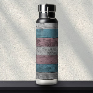 Botella De Agua Colores de la bandera del Orgullo Trans sutiles de