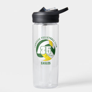 Botella De Agua colores del equipo de voleibol dorado verde