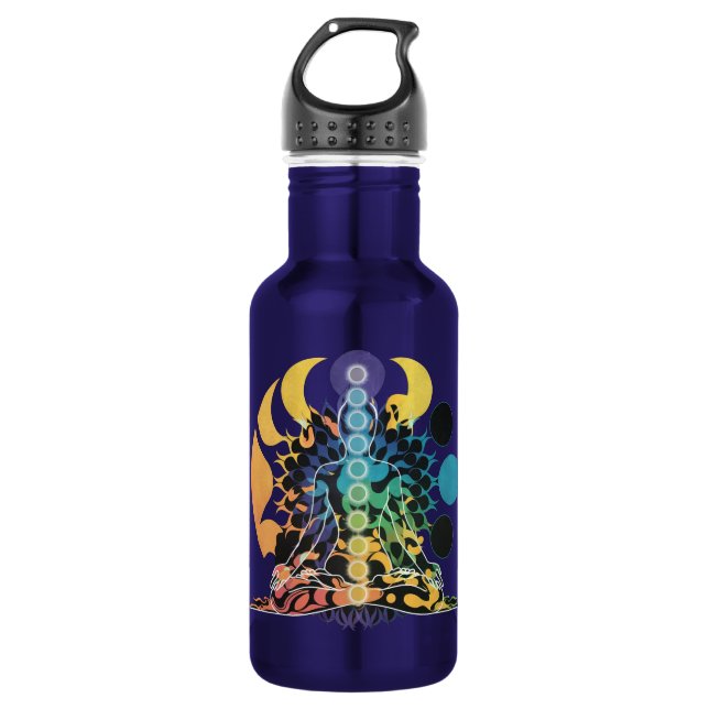 Botella De Agua Colorful Cosmic Chakra Meditation Spiritual Energy (Anverso)