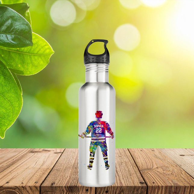 Botella De Agua Colorful Hockey Player (Subido por el creador)
