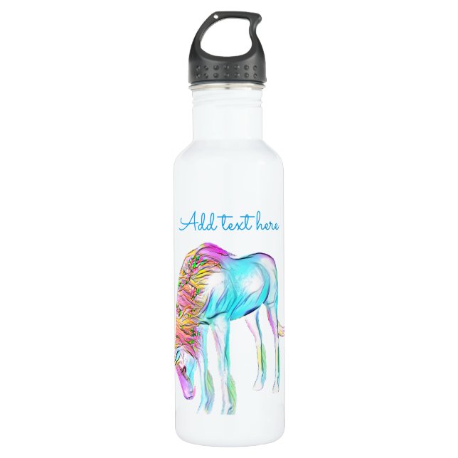 Botella de agua colorida del unicornio (Anverso)