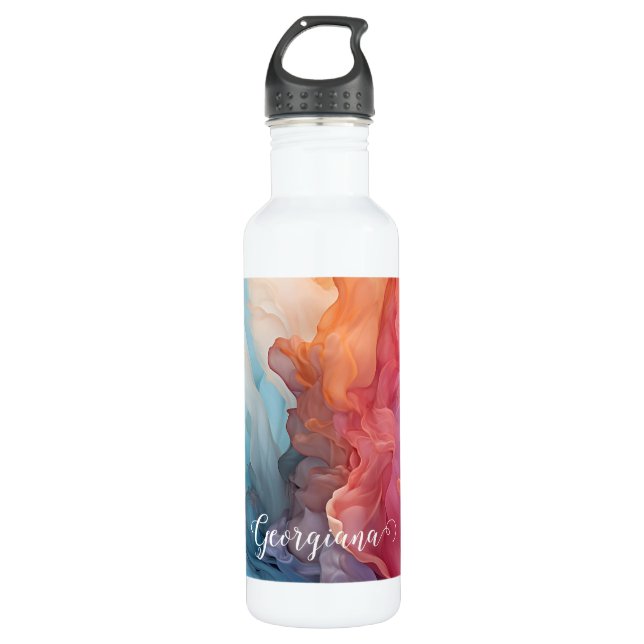 Botella De Agua Colorida puesta de sol personalizada en tinta de a (Anverso)