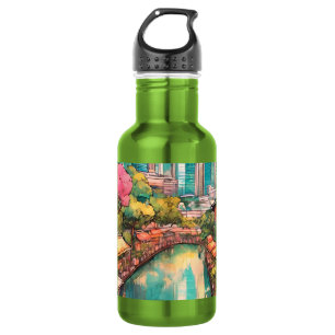 Botella De Agua Colorida vista de la ciudad de Singapur