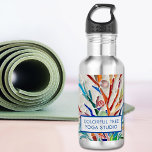 Botella De Agua Colorido estudio de yoga en árbol<br><div class="desc">Esta atractiva botella de agua es decorativa y práctica,  así como una forma de promocionar su negocio. Presenta una impresión de uno de mis mosaicos originales. Personalizar con tu nombre o el de tu estudio,  tienda o negocio. Diseño original de mosaico © Michele Davies</div>